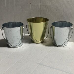 Set of Three Metallic Mini Buckets